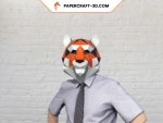 Masque de tigre en papercraft 3D
