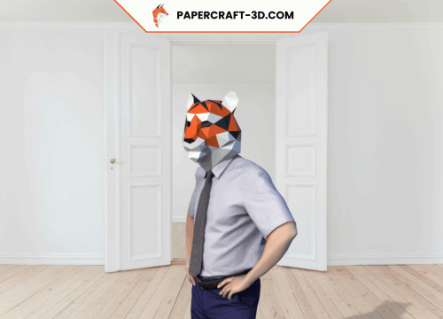 Masque de tigre en papercraft 3D