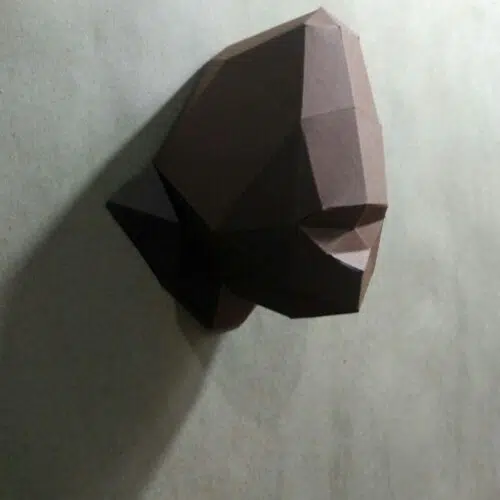 Petit trophée tête de gorille en papercraft 3D pour enfants