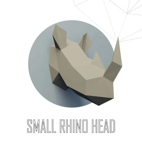 Petit trophée tête de rhinocéros en papercraft 3D – modèle enfant