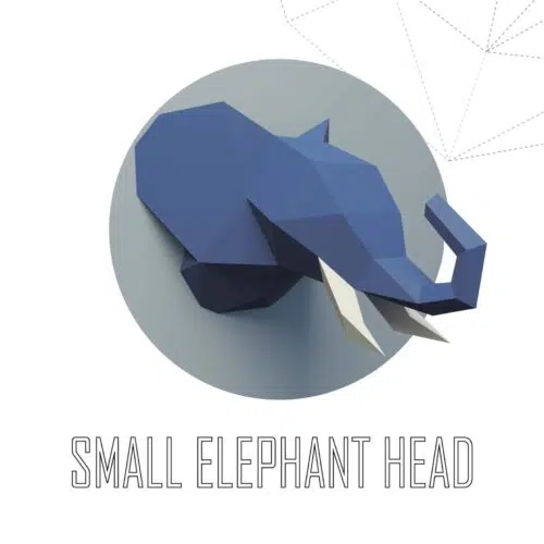 Petit trophée tête d’éléphant en papercraft 3D – modèle PDF à imprimer