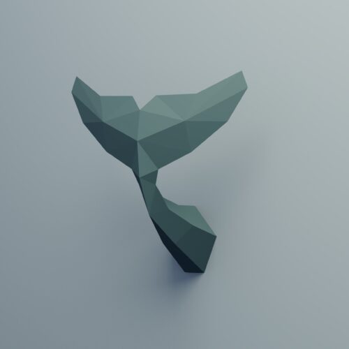 Petit trophée queue de dauphin en papercraft 3D – modèle pour enfant