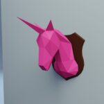 Petit trophée tête de licorne en papercraft 3D – modèle enfant