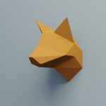 Papercraft de cabeça de raposa em origami 3D