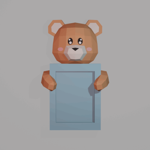 Cadre photo d'un ourson en papercraft 3D