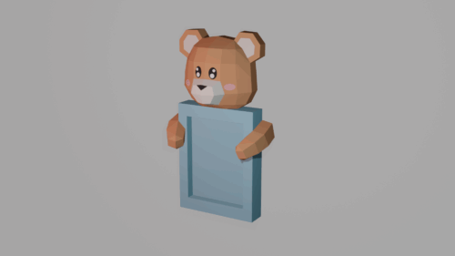 Cadre photo d'un ourson en papercraft 3D