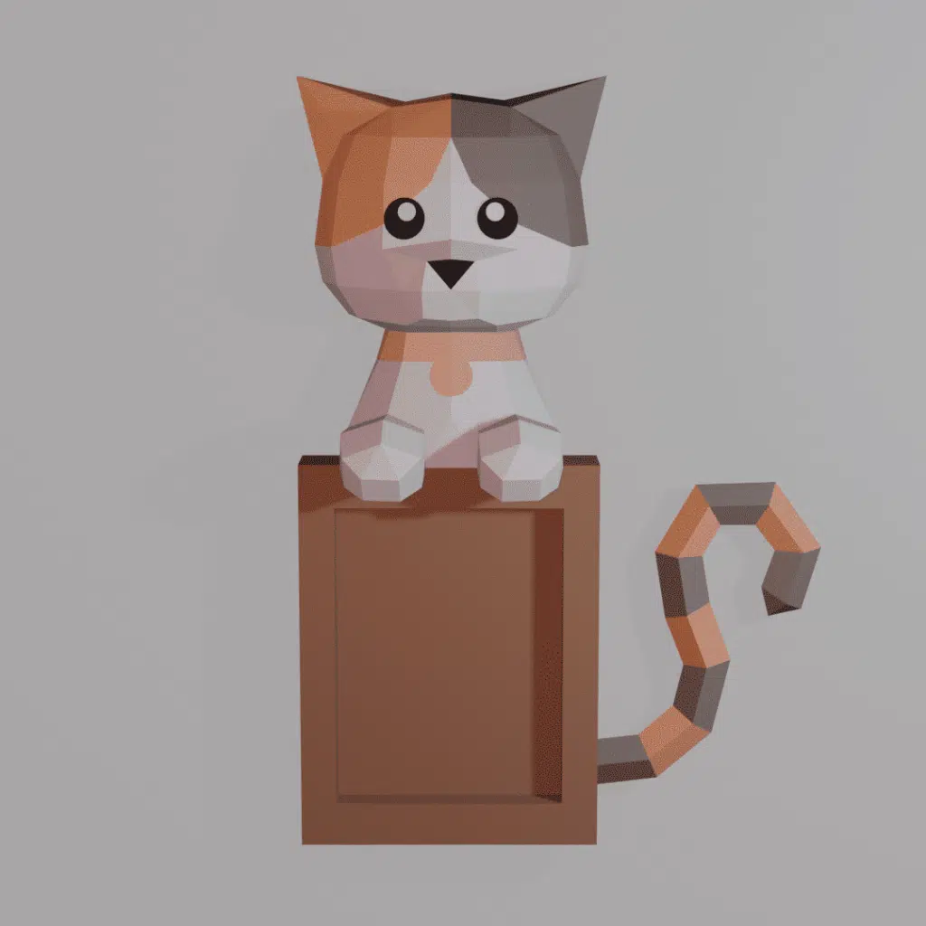 Cadre photo d'un chat en papercraft 3D