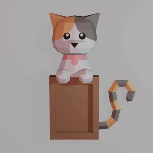 Cadre photo d'un chat en papercraft 3D