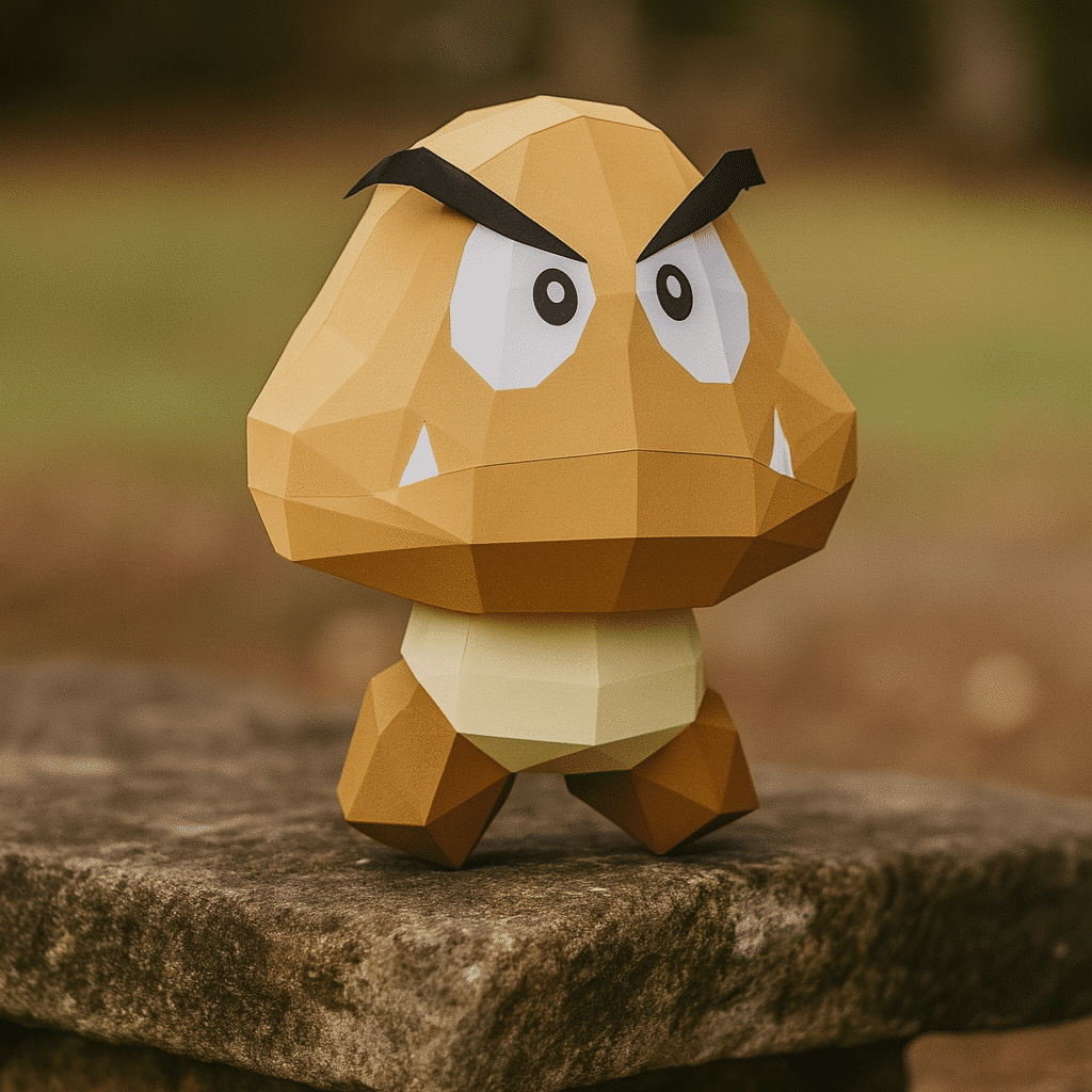 Papercraft de Goomba en origami 3D