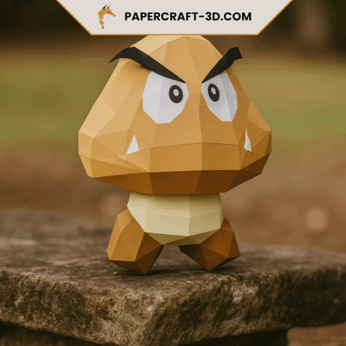 Goomba de Mario en papercraft 3D