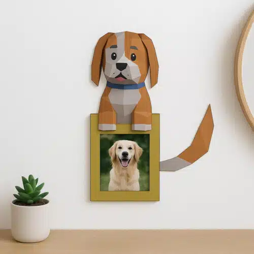 Cadre photo d'un chien en papercraft 3D