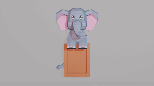 Cadre photo d'un éléphant en papercraft 3D