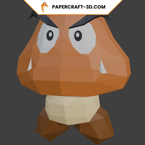 Goomba de Mario en papercraft 3D