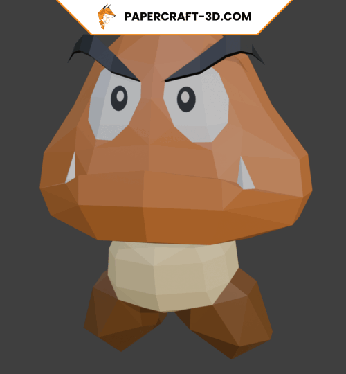 Goomba de Mario en papercraft 3D
