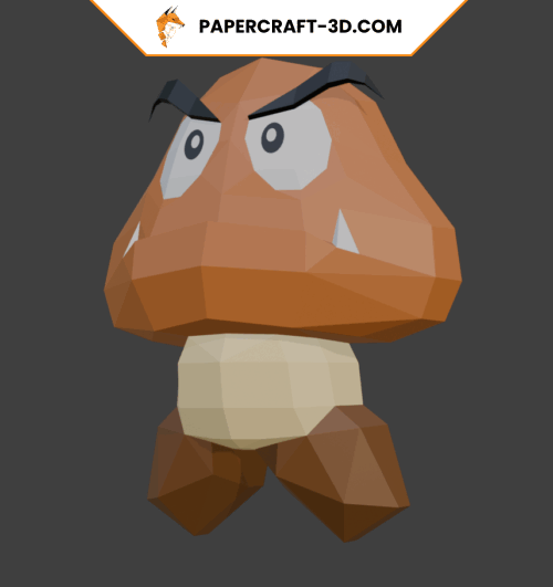 Goomba de Mario en papercraft 3D