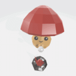 Champignon qui grille un chamallow en papercraft 3d