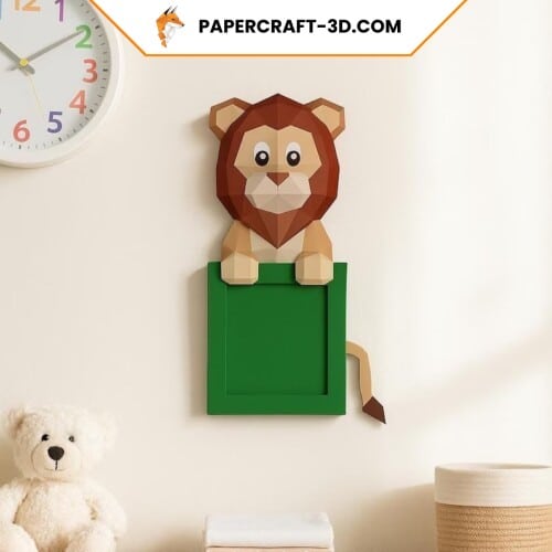 Cadre photo lion en papercraft 3D