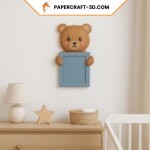 Cadre photo d'un ourson en papercraft 3D