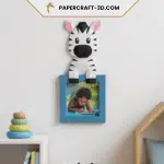 Cadre photo d'un zèbre en papercraft 3D