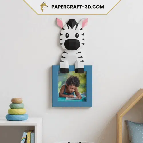 Cadre photo d'un zèbre en papercraft 3D
