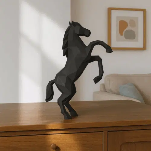 Cheval noir en papercraft 3D