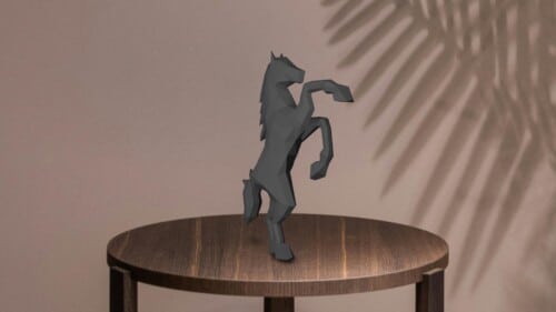 Papercraft schwarzes Pferd in 3D origami