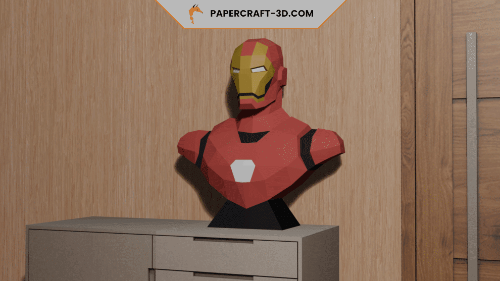 Busto do Homem de Ferro da Marvel em papercraft 3D