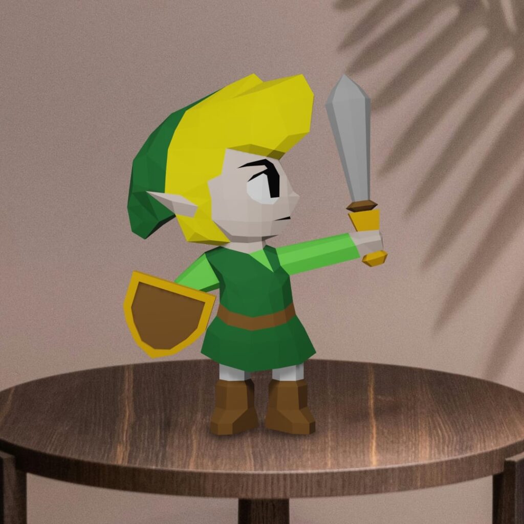 Link de The Legend of Zelda en papercraft 3D