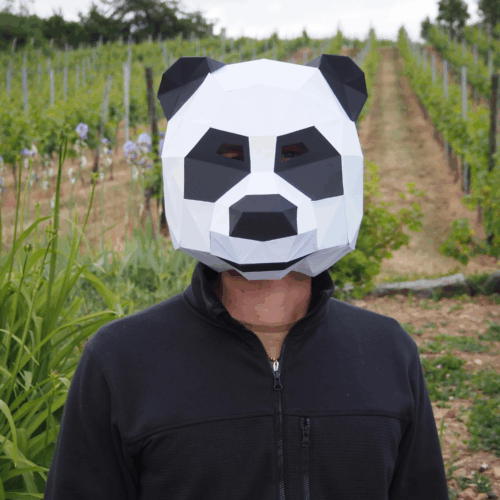 Masque de panda en papercraft 3D