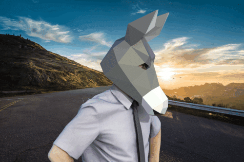 Papercraft maske von Esel in origami