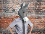 Papercraft maske von Esel in origami