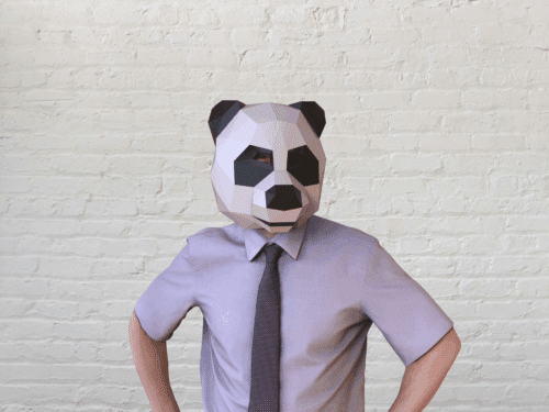 Papercraft panda maske in 3D origami