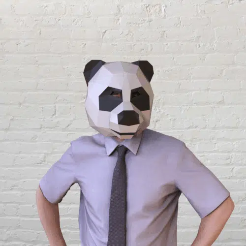 Papercraft panda maske in 3D origami