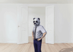 Papercraft panda maske in 3D origami