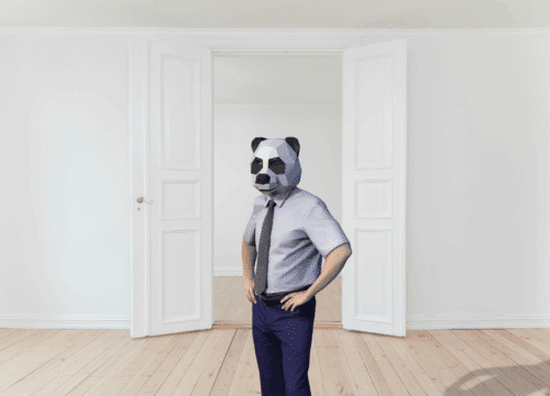 Papercraft panda maske in 3D origami