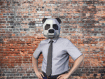 Papercraft panda maske in 3D origami