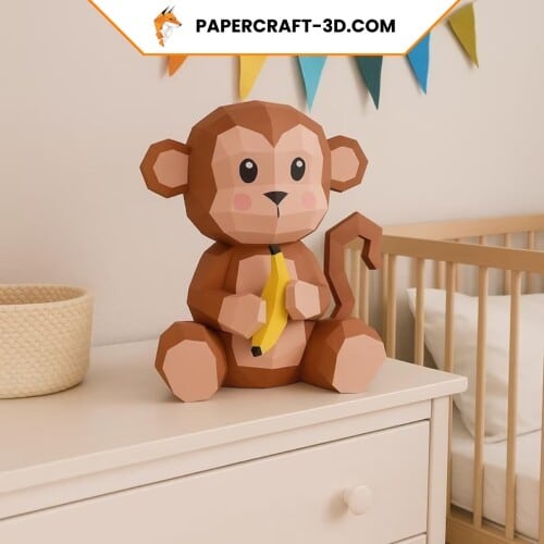 Singe en papercraft 3D