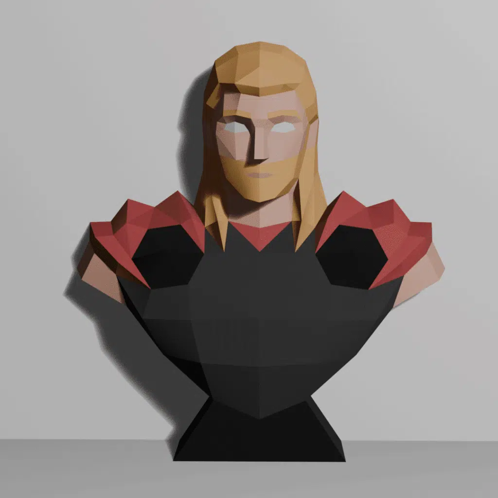 Papercraft du buste de Thor en origami 3D
