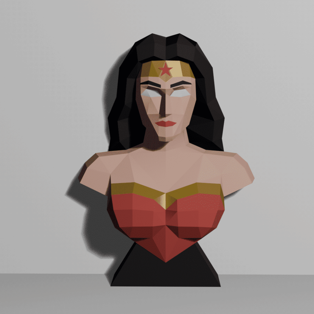 Papercraft buste de super-héroïne en origami 3D