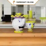 Zip et Mme Samovar de la Belle et la Bête en papercraft 3D