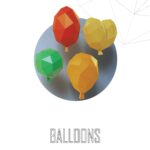 Papercraft 3D ballons à créer – 4 ballons + bonus mural | Modèle PDF Pepakura à assembler soi-même