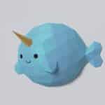 Papercraft cute narwhal origami 3D