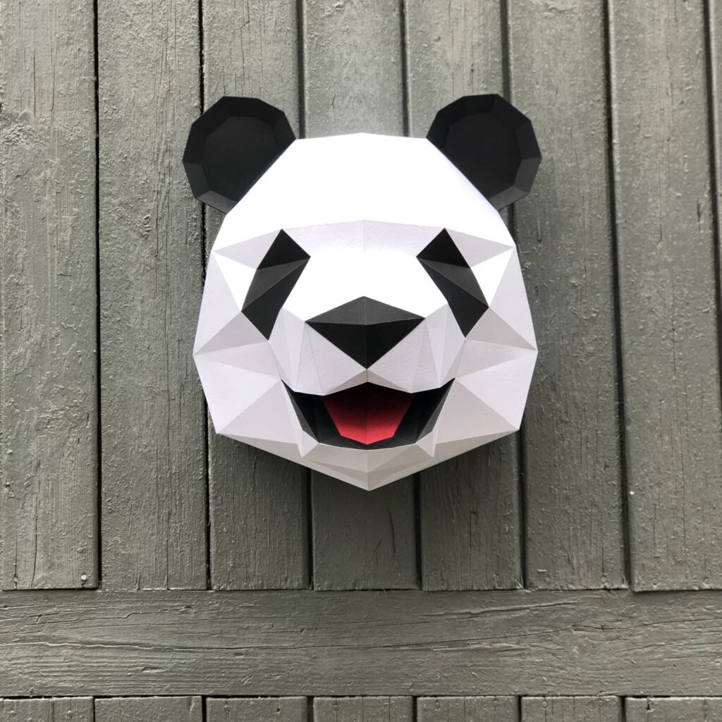 Papercraft tête de panda en origami 3D