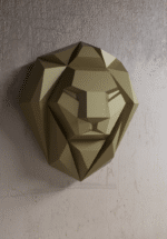 Papercraft de cabeça de leão em origami 3D