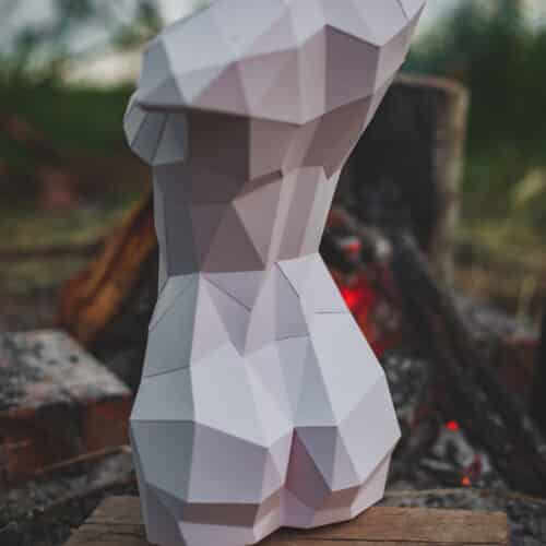 Papercraft de buste de femme en origami 3D