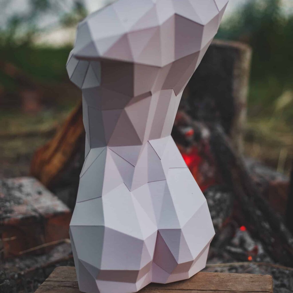 Papercraft de buste de femme en origami 3D