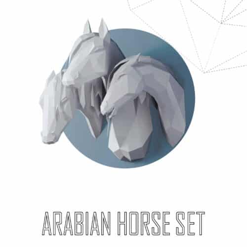 Papercraft de cheval arabe en origami 3D