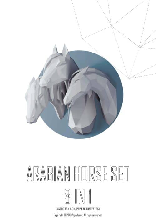 Papercraft de cavalo árabe em origami 3D