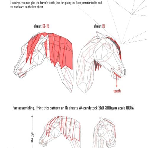 Papercraft de cheval arabe en origami 3D