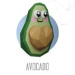 Papercraft di avocado con cuore in origami 3D